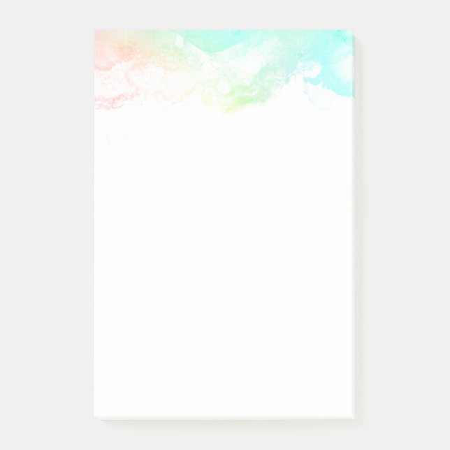 Moderne Abstrakte Green & Blue Watercolor-Wirbel Post-it Klebezettel (Vorderseite)