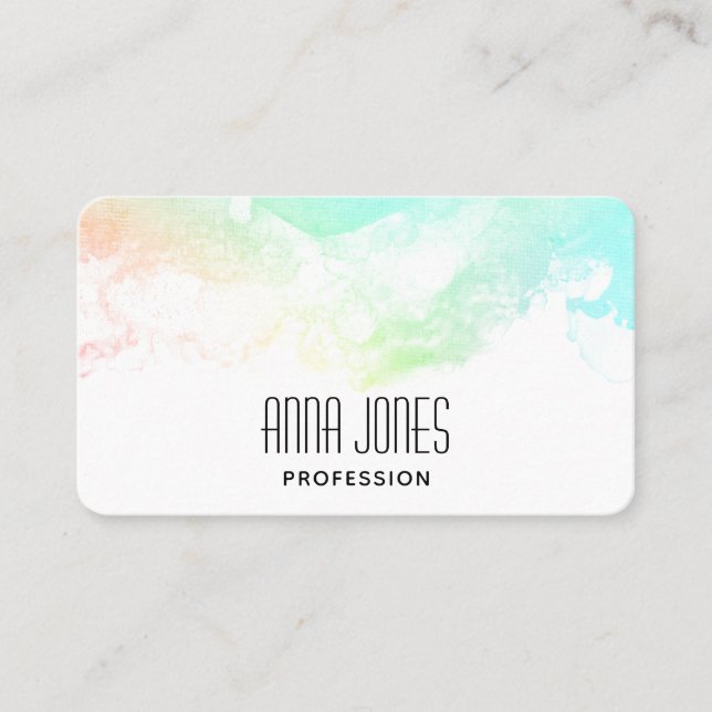 Moderne Abstrakte Green & Blue Watercolor-Wirbel Visitenkarte (Vorderseite)