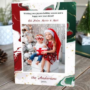 Moderne abstrakte grüne/rotes Weihnachtsfoto Feiertagskarte