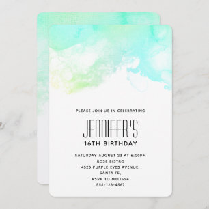 Moderne Abstrakte Grüne und Blaue Wasserfarbe Gebu Einladung