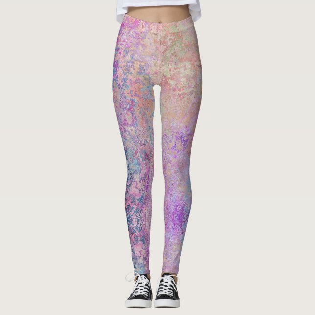 Moderne Abstrakte Grunge Pastelle Leggings (Vorderseite)