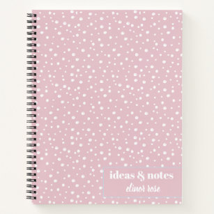 Moderne, Abstrakte, handgezogene weiße Punkte rosa Notizbuch