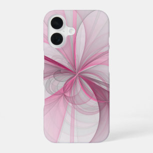 Moderne abstrakte hellrosa graue Fraktal-Design iPhone 16 Hülle