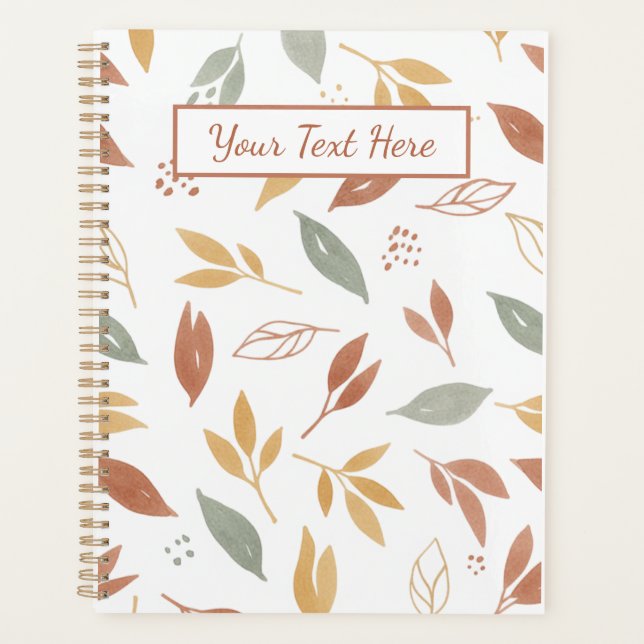 Moderne abstrakte Herbstblätter Minimalist Boho Planer (Vorderseite)