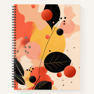 Moderne abstrakte Herbstblattmuster in Schwarz und Notizbuch
