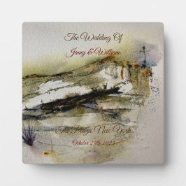 Moderne Abstrakte Herbstwasserfarbenhochzeit Fotoplatte