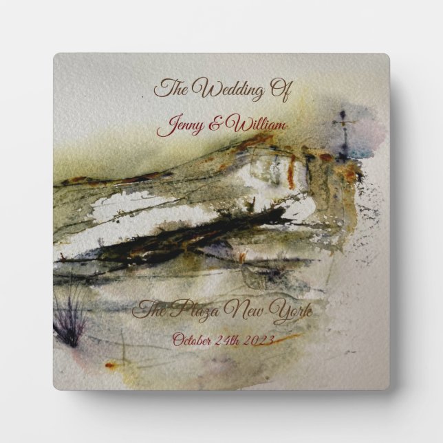 Moderne Abstrakte Herbstwasserfarbenhochzeit Fotoplatte (Vorderseite)