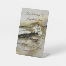 Moderne Abstrakte Herbstwasserfarbenhochzeit Sockelschild