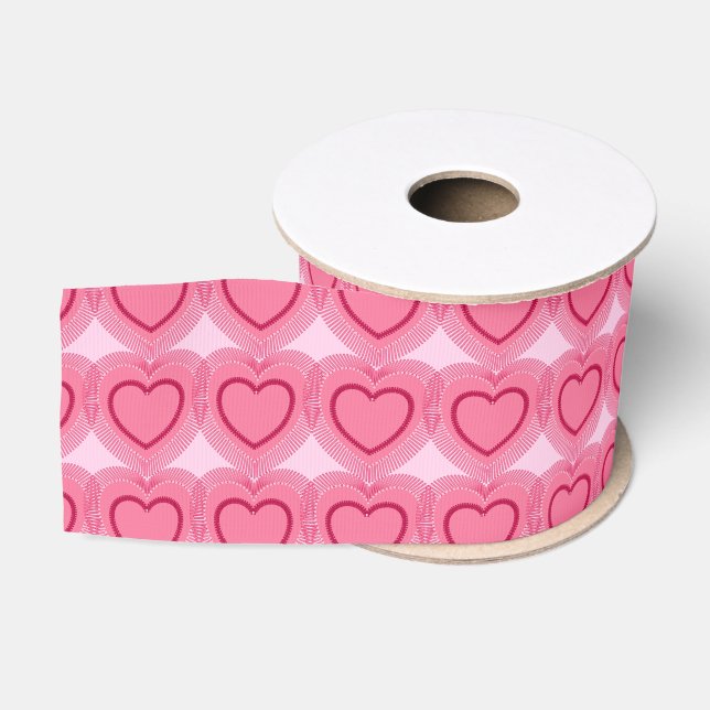 Moderne Abstrakte Herzen - Azalea Pink Ripsband (Spule)