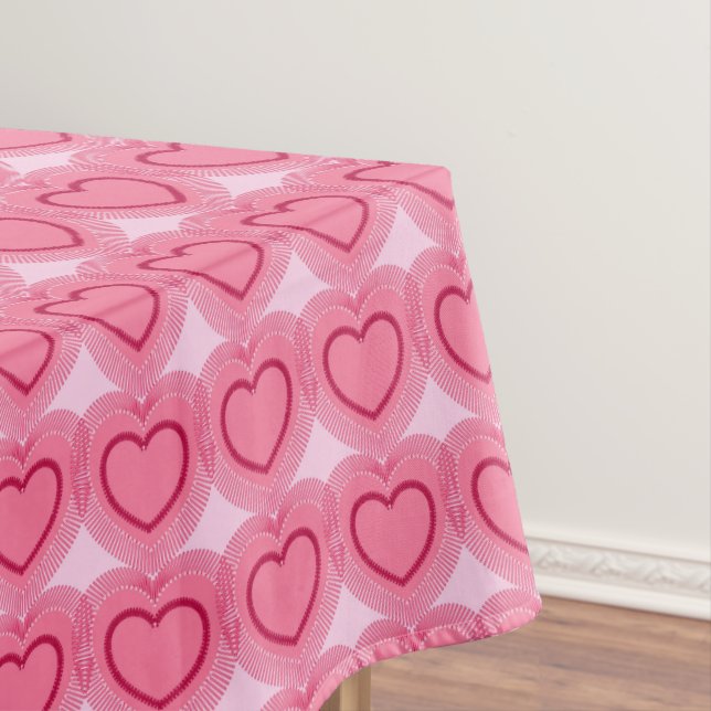 Moderne Abstrakte Herzen - Azalea Pink Tischdecke (Beispiel)