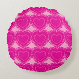 Moderne Abstrakte Herzen - Fuchsia Pink Rundes Kissen