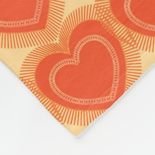 Moderne Abstrakte Herzen - Mandarin Orange Fleecedecke (Ecke)