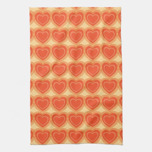 Moderne Abstrakte Herzen - Mandarin Orange Handtuch (Vertikal)