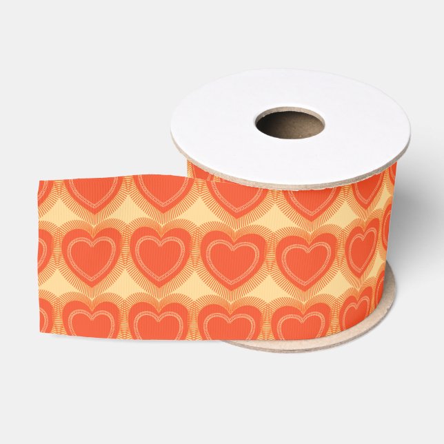 Moderne Abstrakte Herzen - Mandarin Orange Ripsband (Spule)