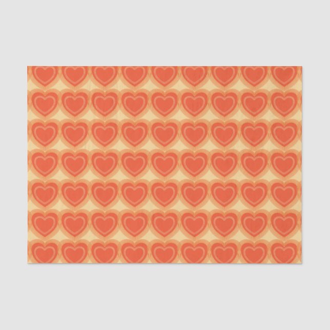 Moderne Abstrakte Herzen - Mandarin Orange Seidenpapier (Vorderseite)