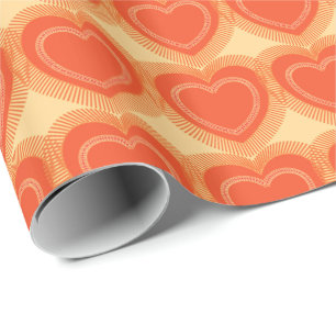 Moderne abstrakte Herzen - Mandarine Geschenkpapier