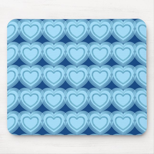 Moderne Abstrakte Herzen - Sky Blue und Cobalt Mousepad (Vorne)