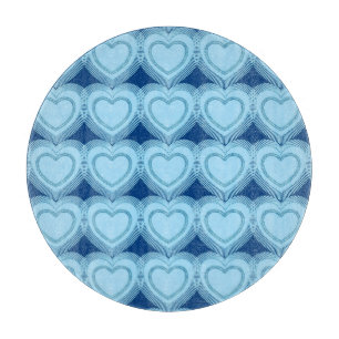 Moderne Abstrakte Herzen - Sky Blue und Cobalt Schneidebrett