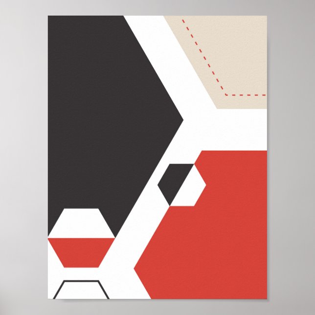 Moderne Abstrakte Hexagon Geometrie Art Poster (Vorne)