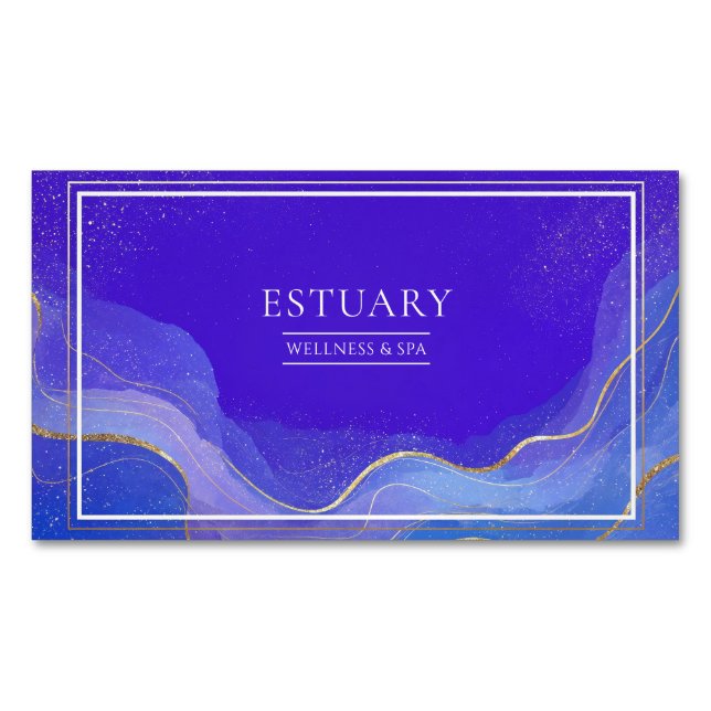 Moderne Abstrakte Himmelswaves & Gold Glitzer Magnetische Visitenkarte (Vorderseite)