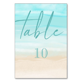 Moderne Abstrakte Hochzeit am Strand Tischnummer