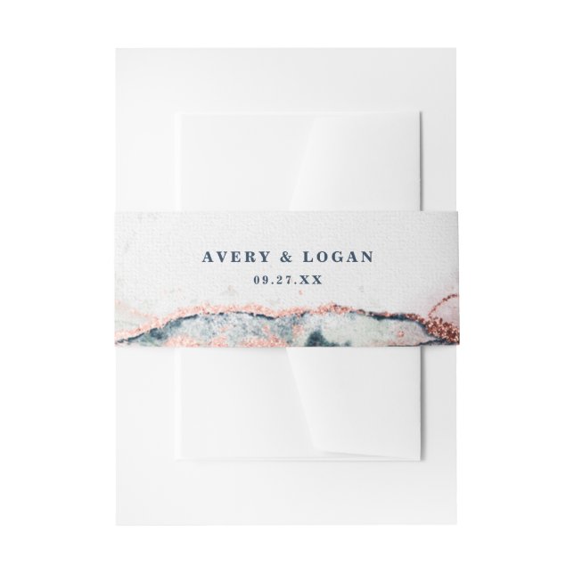 Moderne Abstrakte Hochzeit in Burgund & Navy Einladungsbanderole (Vorderseite Beispiel)