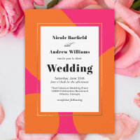 Moderne Abstrakte Hochzeit in Heissrosa und Orange