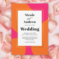 Moderne Abstrakte Hochzeit in Heissrosa und Orange