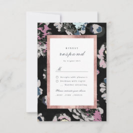 Moderne abstrakte Hochzeit in Schwarz RSVP Karte
