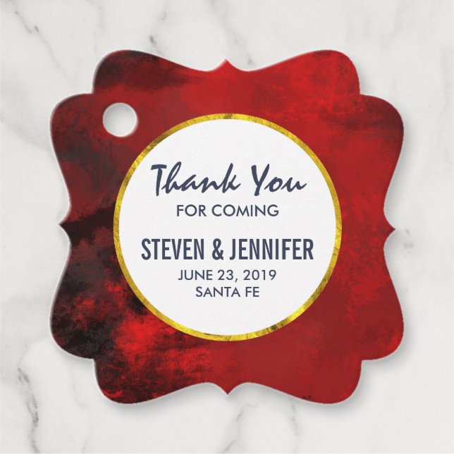 Moderne Abstrakte Hochzeit in Schwarz und Rot Geschenkanhänger (Vorderseite)