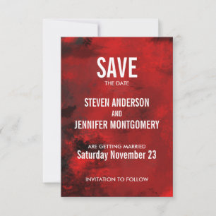 Moderne Abstrakte Hochzeit in Schwarz und Rot Save The Date