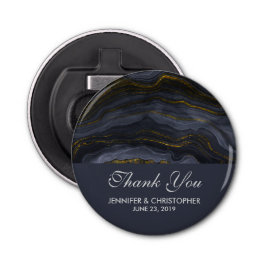 Moderne Abstrakte Hochzeit mit Black & Gold Agate Flaschenöffner