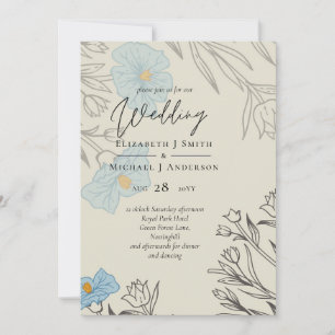 Moderne Abstrakte Hochzeit mit blauer Blume
