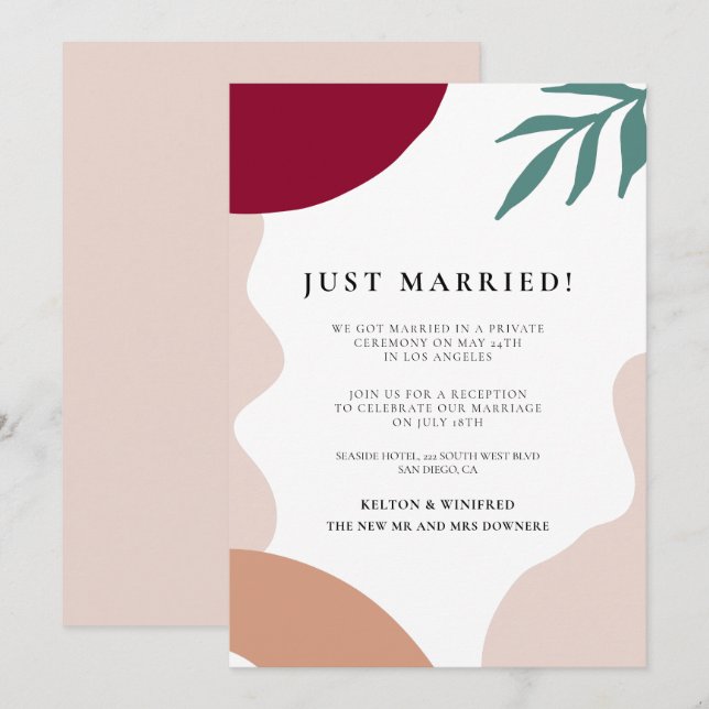 Moderne abstrakte Hochzeitsankündigung Einladung (Vorne/Hinten)