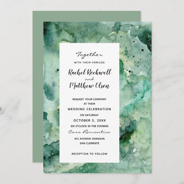 Moderne Abstrakte Hochzeitsfeiern mit grünem Wasse (Vorne/Hinten)