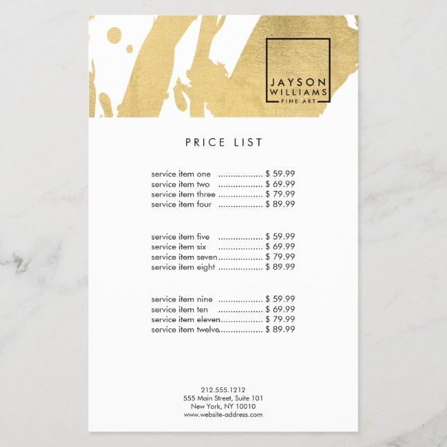 Moderne Abstrakte Imitate Gold Pinselstriche Flye Flyer (Vorne)