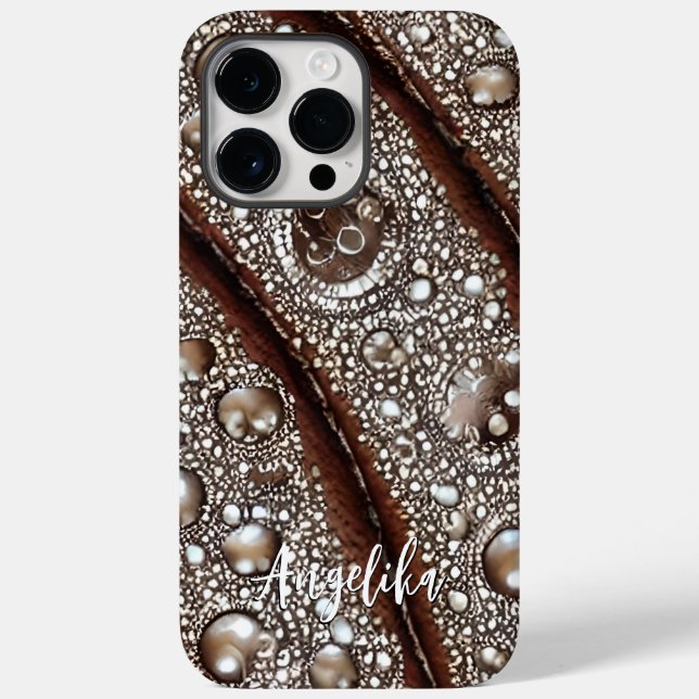 Moderne Abstrakte Imitate Lederlinien individuell  Case-Mate iPhone Hülle (Rückseite)