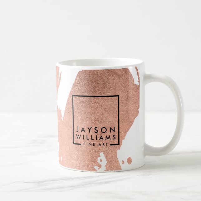 Moderne Abstrakte Imitate Rose Gold Pinselstriche Tasse (Rechts)