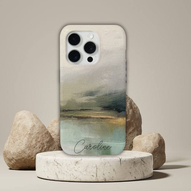 Moderne Abstrakte Individuelle Name Landschaft Aqu Case-Mate iPhone Hülle (Von Creator hochgeladen)