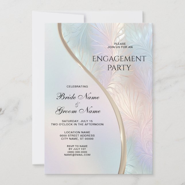 Moderne Abstrakte irideszierende Verlobung Einladung (Vorderseite)