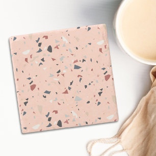 Moderne Abstrakte italienische Terrazzo Seamless M Steinuntersetzer