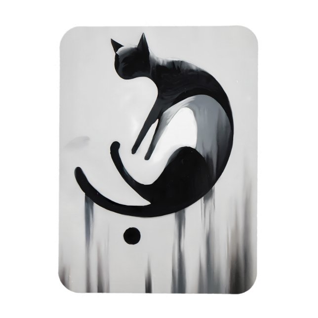 Moderne Abstrakte Katze - Minimalistische Design K Magnet (Vertikal)