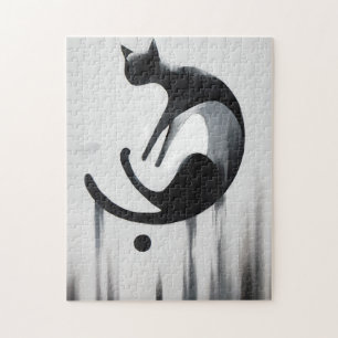 Moderne Abstrakte Katze - Minimalistische Design K Puzzle