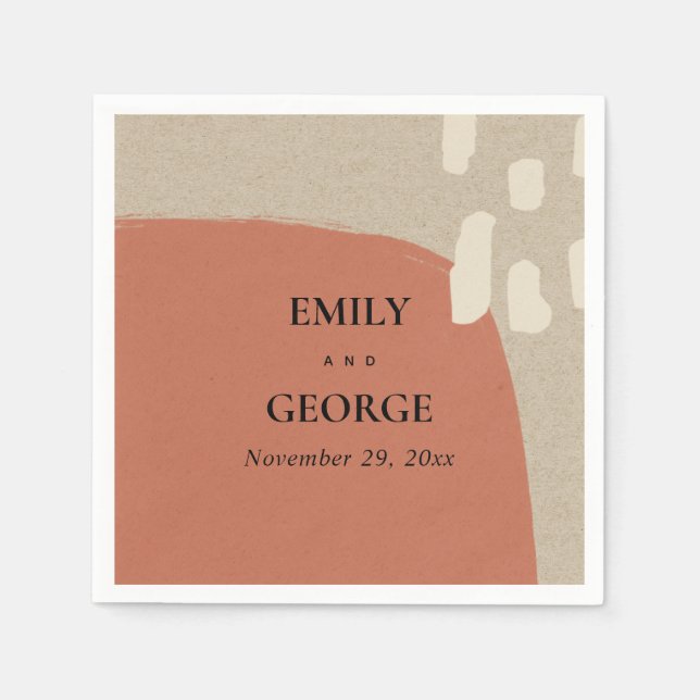 MODERNE ABSTRAKTE KRAFT TERRACOTTA ROTE WEDD SERVIETTE (Vorderseite)