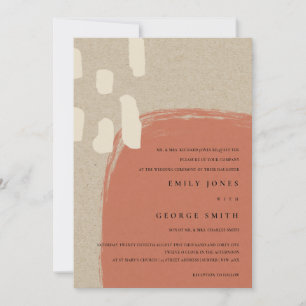 MODERNE ABSTRAKTE KRAFT TERRACOTTA WEDING INVITE DANKESKARTE