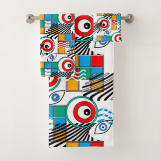 Moderne abstrakte kreative mehrfarbige Muster Badhandtuch Set