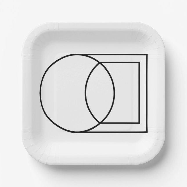 Moderne abstrakte Kreis-Quadrat-Kunst Pappteller (Vorderseite)