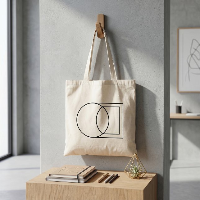 Moderne abstrakte Kreis-Quadrat-Kunst Tragetasche (Von Creator hochgeladen)