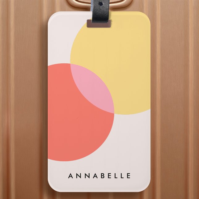 Moderne Abstrakte Kreise Rot Gelb Rosa Minimalisti Gepäckanhänger (Von Creator hochgeladen)