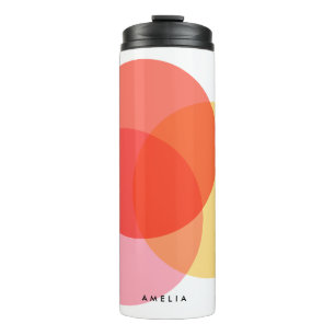 Moderne Abstrakte Kreise Rot Gelb Rosa Minimalisti Thermosbecher